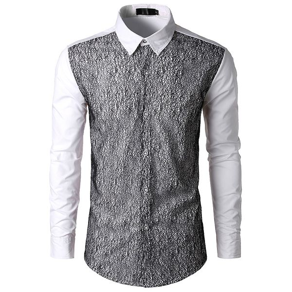 

youyedian new arrival sweatshirts men patchwork casual lace long sleeve shirt summer for men 2019 casual sudadera hombre, White;black