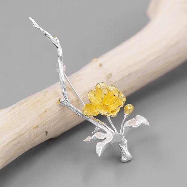 

essar 925 silver бегония цветок лист брошь брошь мода ювелирные изделия фраке аксессуары, Gray