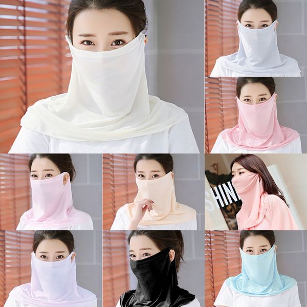 

fyrcz shipping dust scarf face mask silk chiffon handkerchief outdoor dust-proof sunshade masks mask women scarf party masks, Black