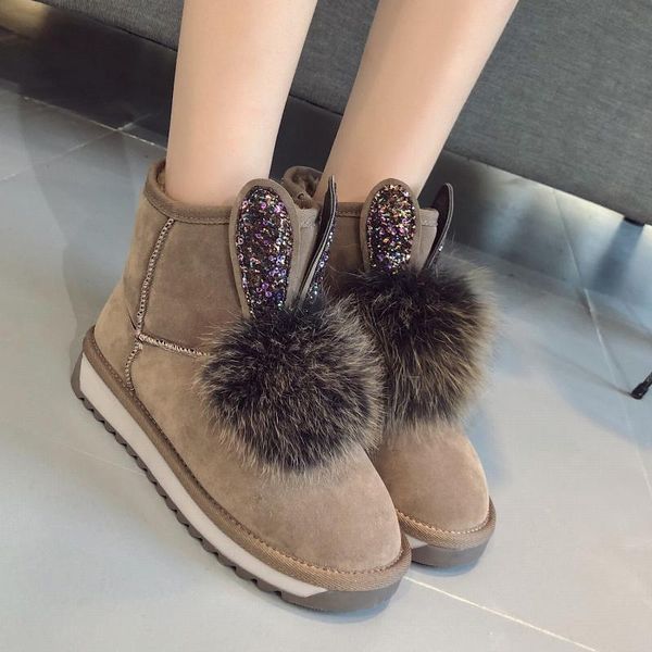 

winter women snow boots 2019 new comfortable plus plush keep warm non-slip ankle fur emu boots, Black