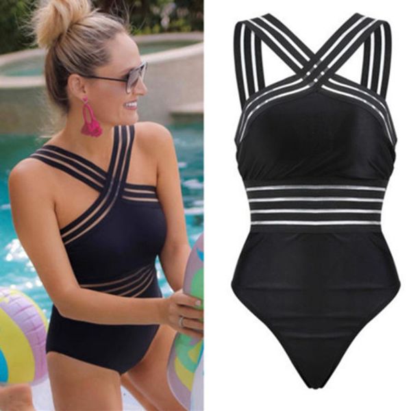 

european and american bikini swimsuit new women's mesh fashion split high waist foreign trade bikini swimsuit, White;black