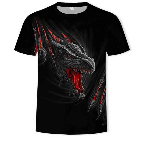 

mens designer round collar t-shirt jurassic dinosaur 3d printing round collar short sleeve loose short sleeve, White;black