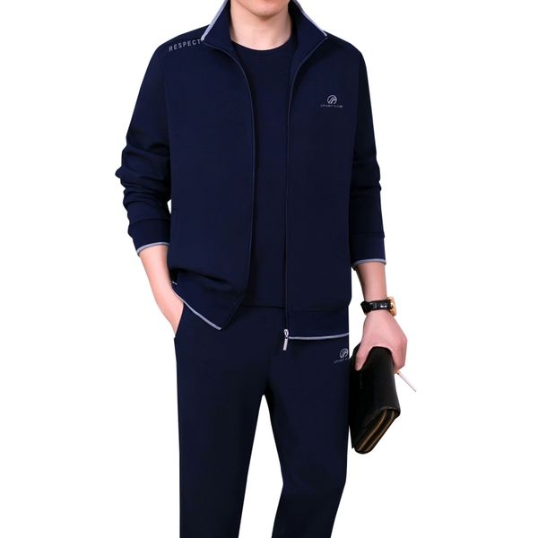 

повседневная тренировочная одежда наборы 3 шт. 569 плюс размер спортивные куртки полная молния футболка с длинным рукавом беговые брюки для, Gray