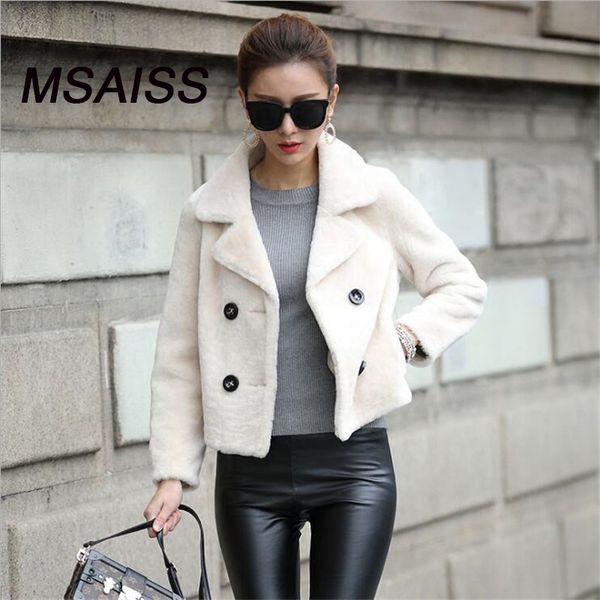

women's fur & faux s- msaiss winter women sheep sheared coats lady sheepskin coat ladies warm black jacket