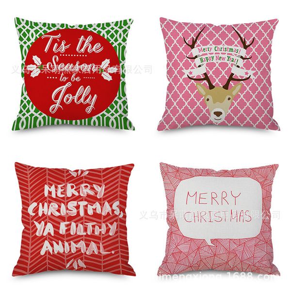 

christmas happy flax pillow imitate mabaozhen automobile sofa back cushion cushion bedside backrest pillow factory