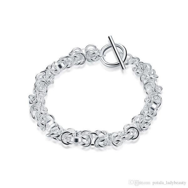 

link chain bracelets faucet bangles s925 silver plated simple elegant bracelet accessories for valentine's day jewelry gift pota, Black