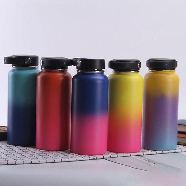 

32oz/40oz hydro vacuum insulated flask stainless steel water bottle wide mouth with sport/straw/flex cap