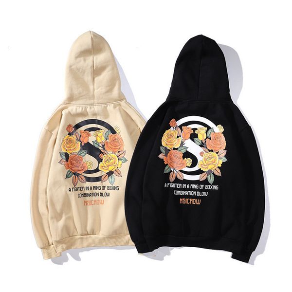 

19 tide brand leisure time pullover even hat catch rong weiyi male flower street hip hop country tide jacket, Black