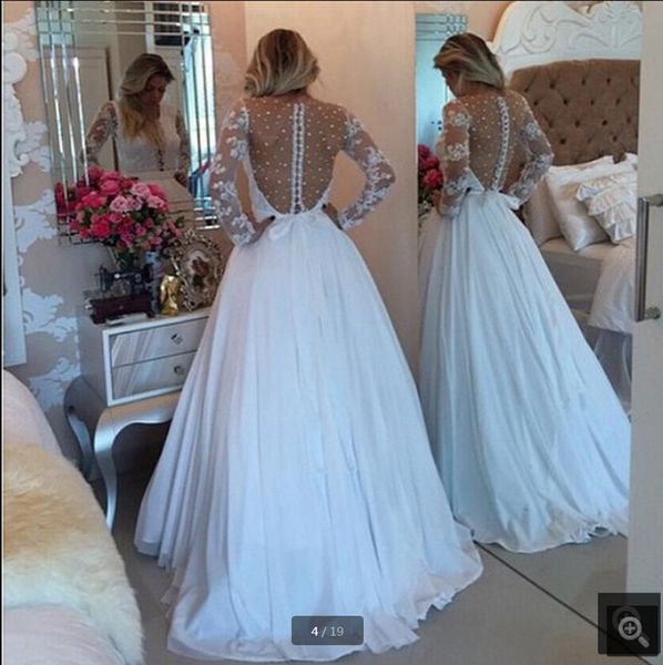 

vestido de festa white lace appliques a line chiffon evening dresses deep v neckline pearls long sleeve prom party evening gowns, Black;red