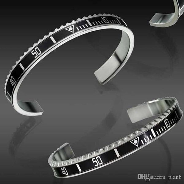 

luxury fashion watches style cuff bracelet stainless steel mens jewelry fashion party bracelets for women men with retail box, Black
