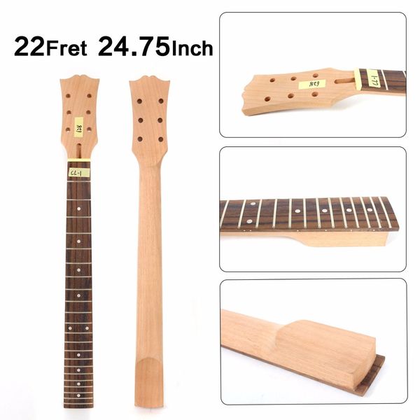 

unfinished mahogany guitar neck 22fret 24.75inch fit diy electric guitar #cl1