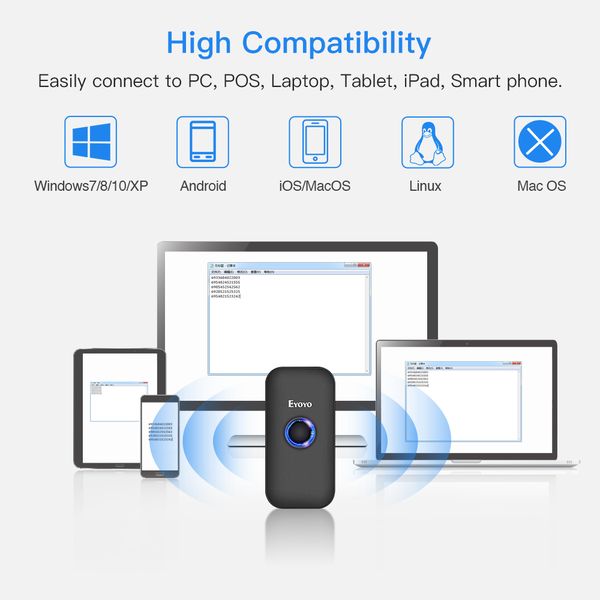 

eyoyo ey-009l 3-в-1 bluetooth usb wiredwireless 1d сканер штрих-кода сканер штрих-кода считыватель для mac android ios планшетный компьютер