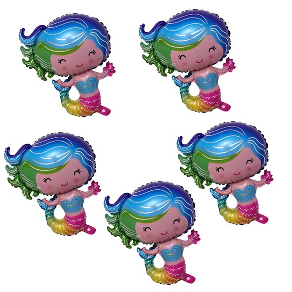 

mermaid foil balloons birthday party supplies - 24 inch, pack of 5