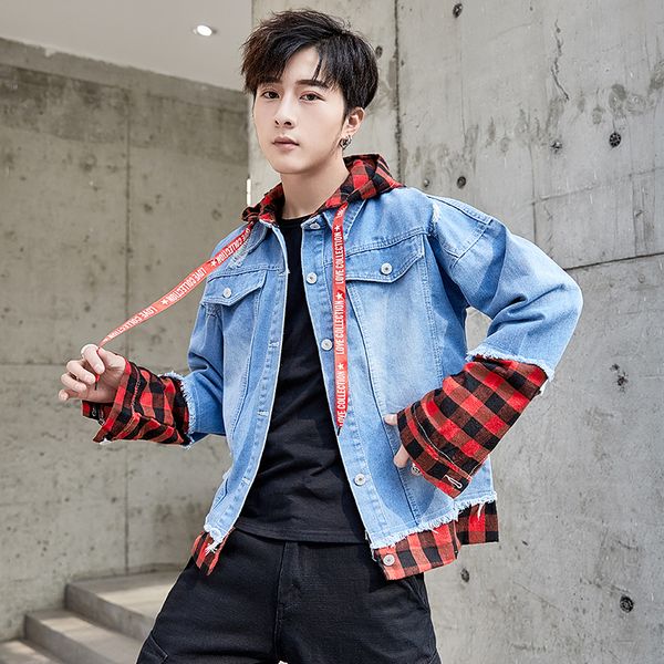 

autumn spring new slim men fashion stitching lapel men's jacket, Black;brown