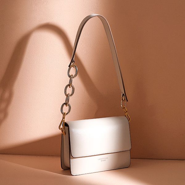 

lacattura women designer handbag small shoulder bags fashion chic messenger bags lady crossbody for girls with two straps white
