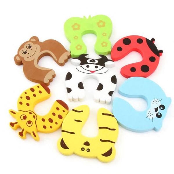 

7pcs/lot protection baby safety cute animal security door ser baby card lock newborn care child finger protector
