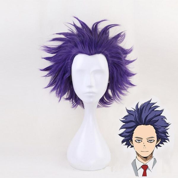 

boku no hero academia shinsou hitoshi wig cosplay costume my hero academia men women short purple hair halloween wigs, Black