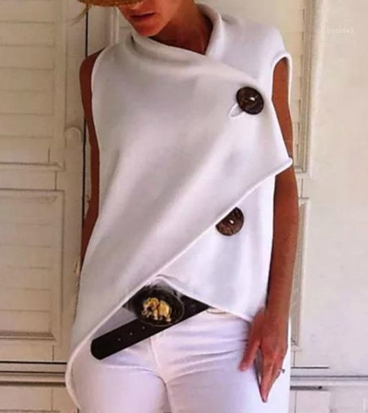 

designer womens tshirts fashion short sleeve loose womens summer fashion ladies tee new irregular button, White