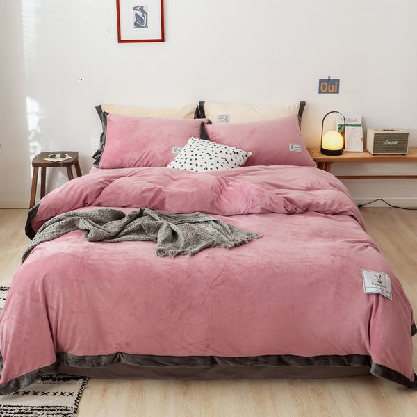 Winter Super Soft Crystal Velvet Bedding Set Bed Sheet Duvet Cover