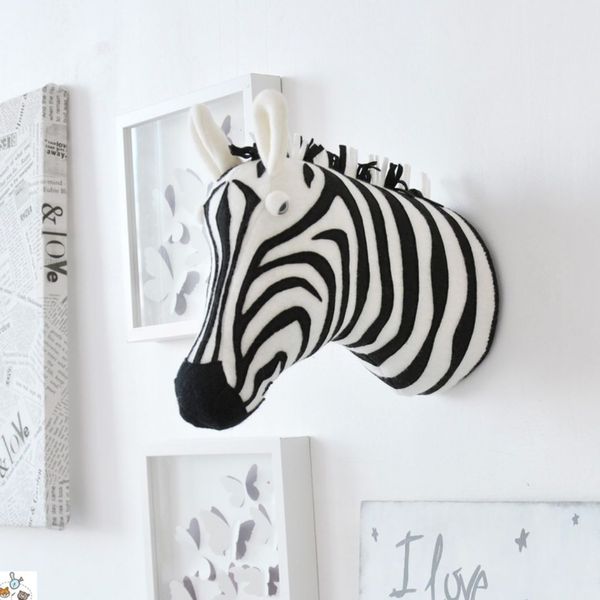 

bedroom decoration animal rabbit swan monkey horse frog head wall mount stuffed plush toys felt artwork wall dolls p props