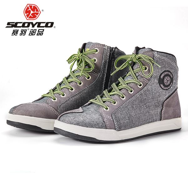 

original scoyco motorcycle boots men grey casual fashion wear shoes breathable anti-skid protection gear botas de motociclista