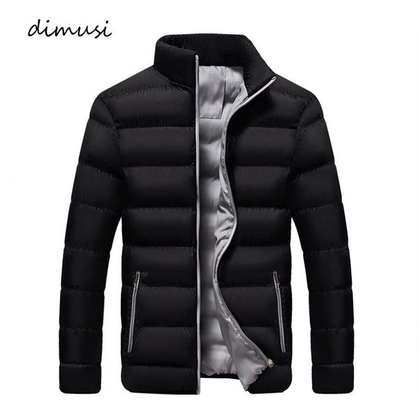 

dimusi winter men's jacket fashion stand collar cotton thick parkas coats male outwear thermal windbreaker jackets clothing 5xl, Black