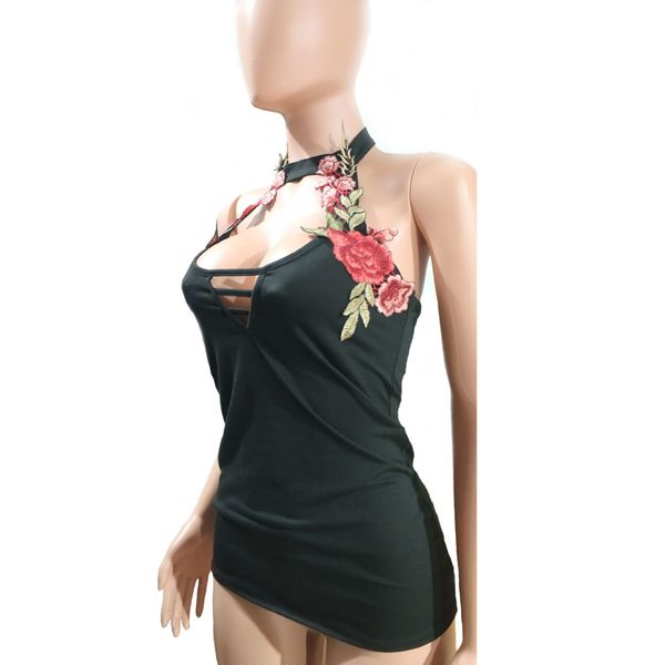 

womens designerembroidery neck vest summer backless versatile base shirt