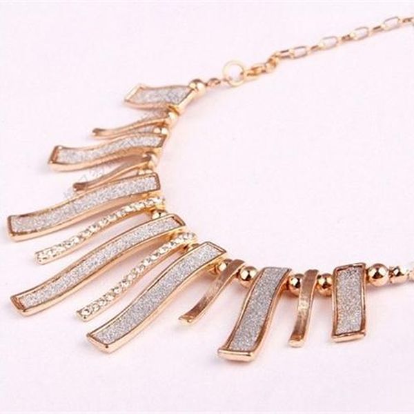 

Fashion Women Crystal Chain Statement Choker Collar Bib Pendant Chunky Necklace CHic Jewelry For Party Work Silver Black Color