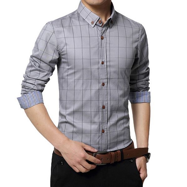 

men's cotton long sleeve plaid slim fit button down dress shirt, White;black