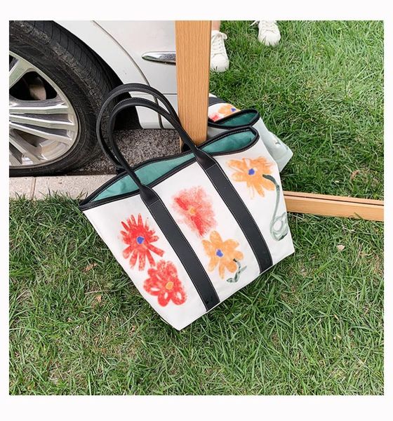 

canvas female bag 2020 big capacity single shoulder bag printing big small number torr special bag#35