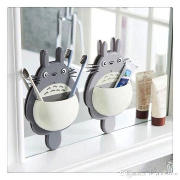 

Gifts Decor Toothbrush Holder Wall Mount Holder Cute Totoro Sucker Suction Bathroom Organizer Family Tools Accessories Home