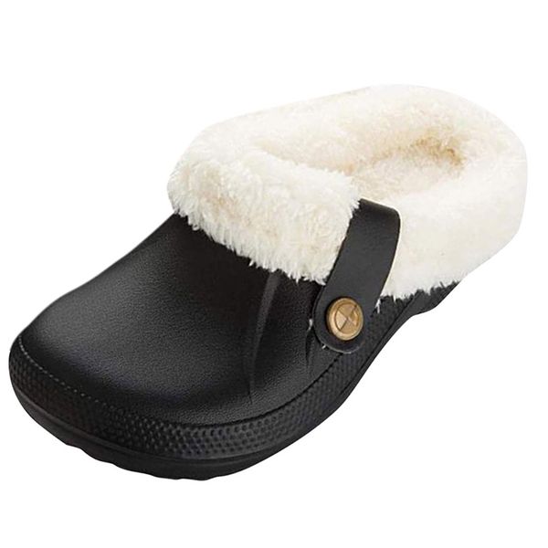 

2019 winter women's garden indoor fur warm slippers sandals for women new fashion footwear flip flops mule slides, Black