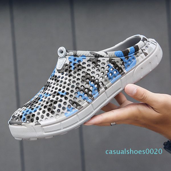 

men camouflage beach clogs hollow out breathable sandals soft slippers garden clogs indoor outdoor casual shoes c20, Black