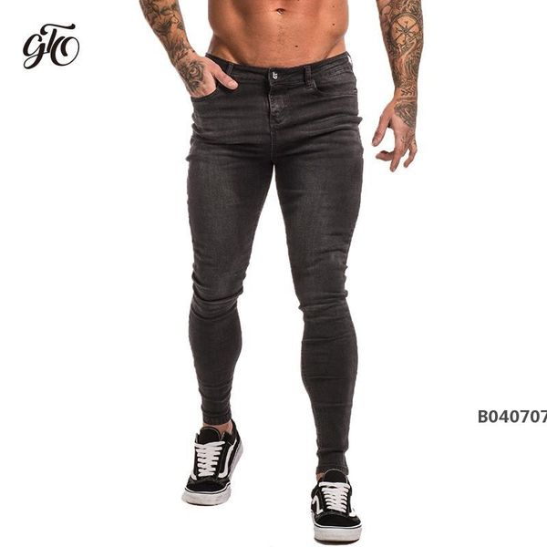 

gingtto узкие джинсы для мужчин супер stretch тощий tight пант большой размер хлопка комфортное dropshipping поставляют серый джинса zm09 s1, Blue