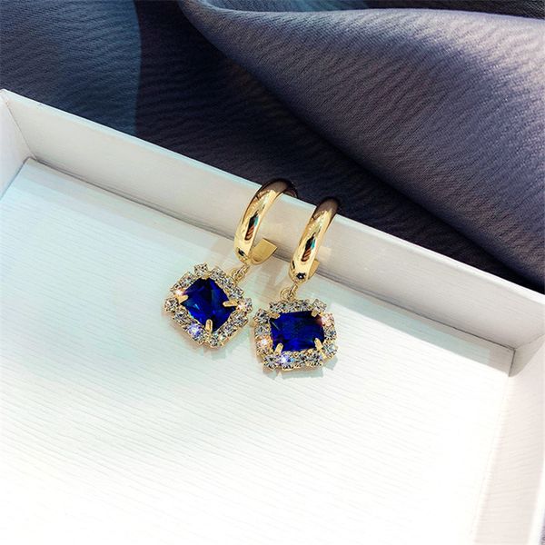 

geometric drop earrings for women bijoux small circle green blue crystal earrings statement jewelry gifts, Silver