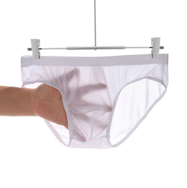 Cuecas masculinas de seda gelo ultra-fino respirável transparente sem costura cuecas de cintura baixa sexy calcinha elástica melhor qualidade