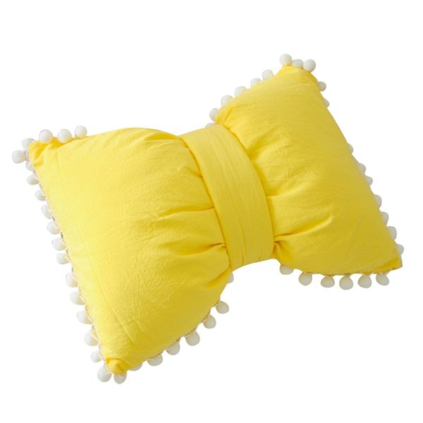 

super soft cotton bow decor knot cushion bolster pillow sofa back cushion solid color home decoration comfortable pillow hx0429