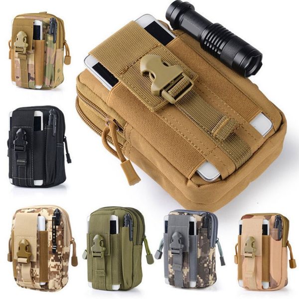 

molle pouch waist bag camo waterproof nylon multifunction casual men fanny waist pack male small bag mobile phone case