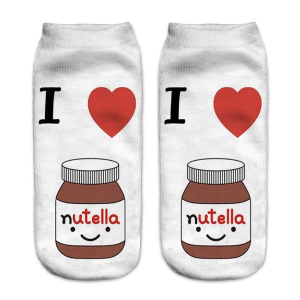 

women cut ankle socks christmas red heart casual happy socks new "nutella" red love printed funny hosiery, Black;white