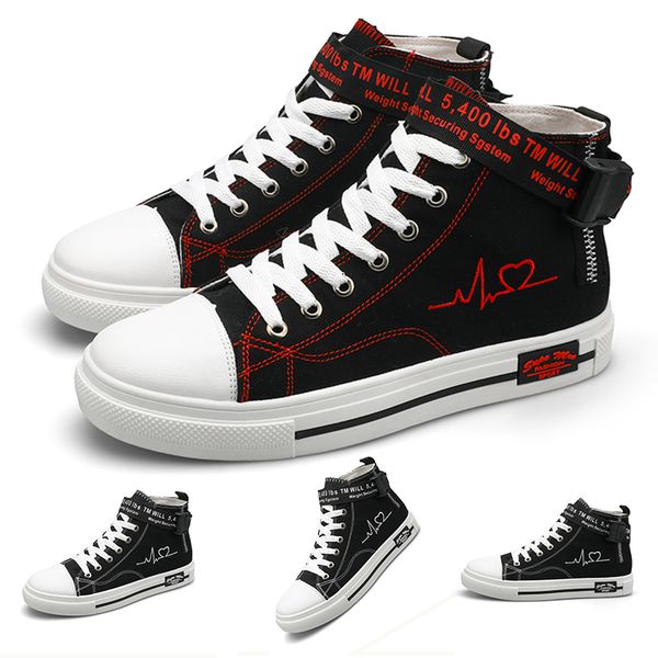 

2020 fashion new women men canvas shoes high casual shoes black white red platfom designer sneakers homemade brand made in china size 39-44