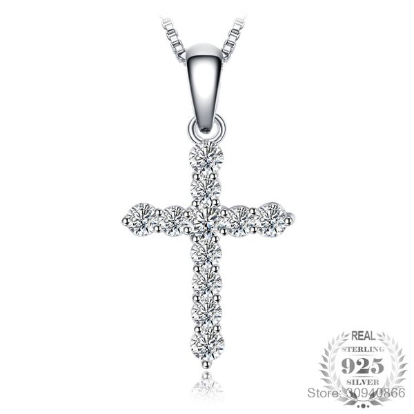 

lekani new fashion cross necklace accessory ture 925 sterling silver women crystal cz pendants necklace fine jewelry