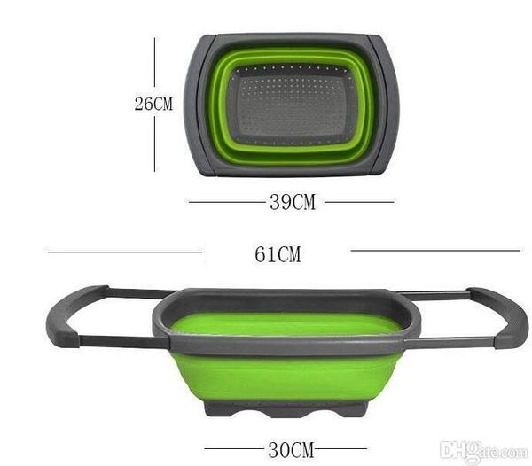 Kitchen Collapsible Silicone Colander Strainer Sink Basket Funnel