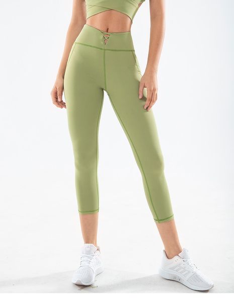

new pantalones de yoga women athletic cross lace up high waist capri yoga pants fitness workout running leggings soft violet, White;red