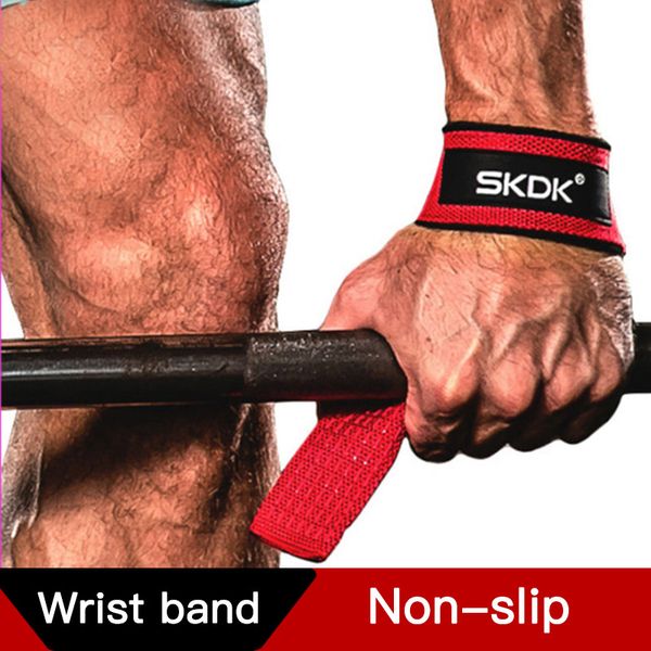 

3 colors adjustable wrist support brace padded weight lifting straps silicone non-slip training gym gloves hand wrist wraps m422f, Black;red