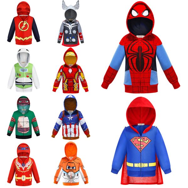 

boys hoodies 17 styles avengers marvel superhero iron man thor hulk captain america spiderman sweatshirt for boys kid cartoon jacket fjy847, Black