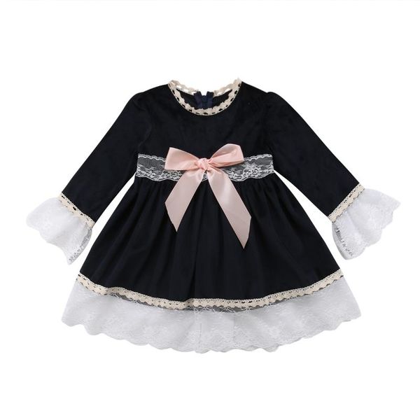 

new toddler infant baby kid girl summer lace long sleeve dress bow party wedding pageant princess summer dresses 1-6t, Red;yellow