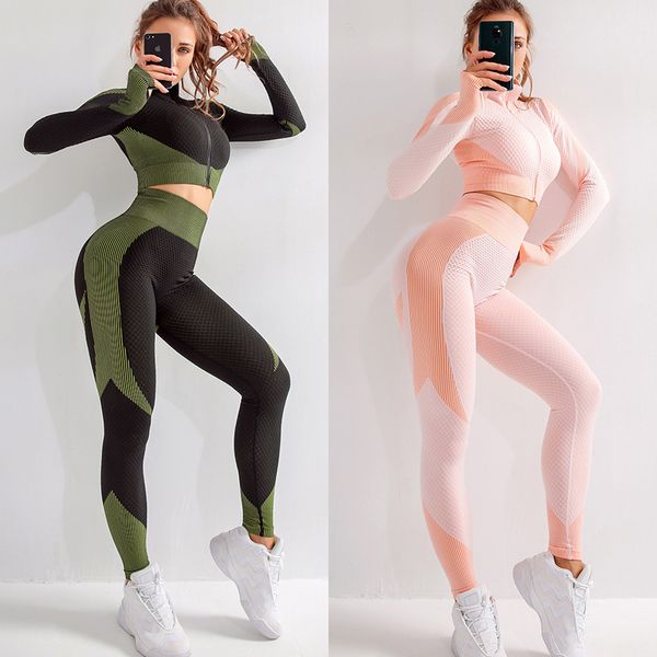 

йога set 3 шт набор женщин йога бюстгальтеры топы брюки running наборы gym бесшовные спорт женщины спортивная одежда спортивный костюм, White;red