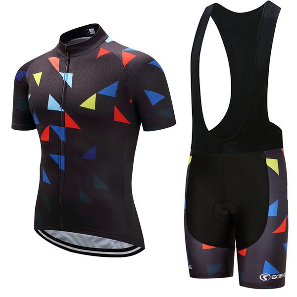 

2019 new style original triangle cycling team wear 9d pads bike jersey shorts set ropa ciclismo mens quick dry pro cycling wear, Black;blue