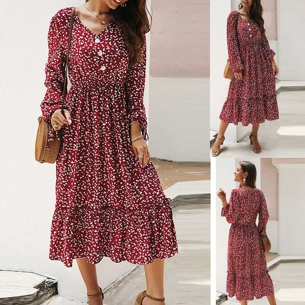 

women autumn casual dot ruffles v-neck red beacn holiday slim floral wrap dress tie waist short sleeve bodycon mini dress, Blue;gray