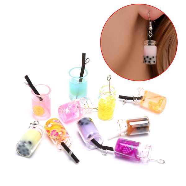 

10pcs/lot fashion unique bottle design charms resin pearl milk bottle pendants earring charms for jewelry accessories, Bronze;silver